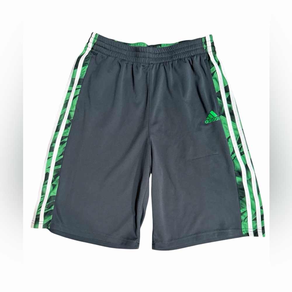 Adidas Boy’s Athletic Shorts in Dark Gray and Green